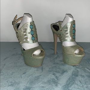 Snakeskin Wedge Stiletto Heels